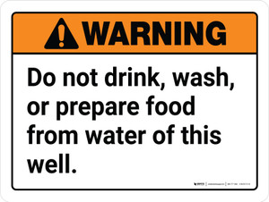 Warning: Do Not Drink/Wash/Prepare Food From Water of This Well Landscape - Wall Sign