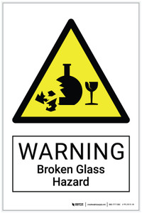 Warning: Broken Glass Hazard - Label