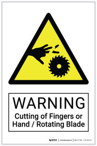 Warning: Cutting of Fingers or Hand / Rotating Blade Hazard - Label