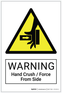 Warning: Hand Crush / Force From Side Left Hazard - Label