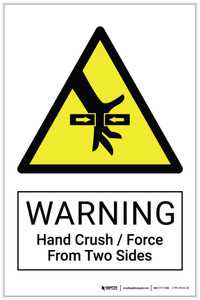 Warning: Hand Crush / Force From Two Sides Hazard - Label