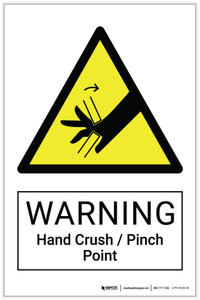 Warning: Hand Crush / Pinch Point Hazard - Label Warning: Hand Crush / Pinch Point Hazard - Label