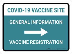 Covid-19 Vaccine Site: General Information Vaccine Registartion Right Arrow Landscape - Wall Sign