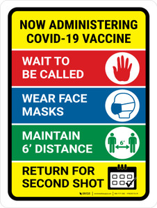 Now Administrating Covid-19 Vaccine V1 Portrait - Wall Sign