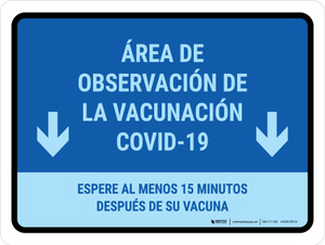 Covid-19 Vaccination Observation Area Down Arrow Spanish Landscape - Wall Sign