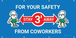 For Your Safety Stay 3 Feet Away with Emoji - Banner
