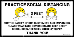 Practice Social Distancing 3 Feet with Emojis - Banner