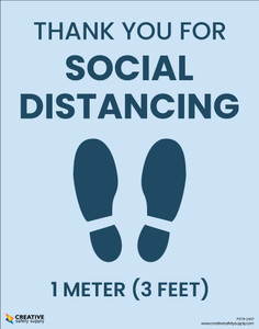 Thank You For Social Distancing Feet Icon (1 Meters/3 Feet) - Poster Thank You For Social Distancing Feet Icon (1 Meters/3 Feet) - Poster