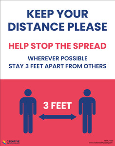 Keep Your Distance Please Stay 3 Feet Apart Red - Poster Keep Your Distance Please Stay 3 Feet Apart Red - Poster