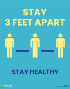 Stay 3 feet Apart - Stay Healthy - Blue - Poster Stay 3 feet Apart - Stay Healthy - Blue - Poster