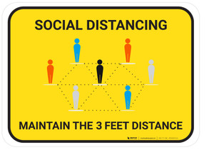 Social Distancing Maintain The 3 Feet Distance with Icons - Floor Sign
