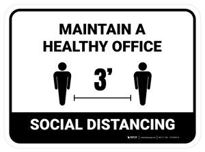 Social Distancing Maintain A Healthy Office 3ft White Rectangular - Floor Sign