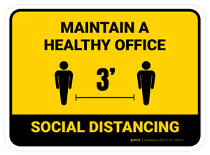 Social Distancing Maintain A Healthy Office 3ft Yellow Rectangular - Floor Sign