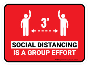 Social Distancing Is A Group Effort Red 3ft Rectangular - Floor Sign