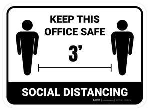 Social Distancing Keep This Office Safe 3ft White Rectangular - Floor Sign