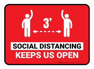 Social Distancing Keeps Us Open Red 3ft Rectangular - Floor Sign