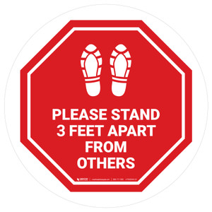 Please Stand 3 Feet Apart From Others Shoe Prints Stop Circular - Floor Sign
