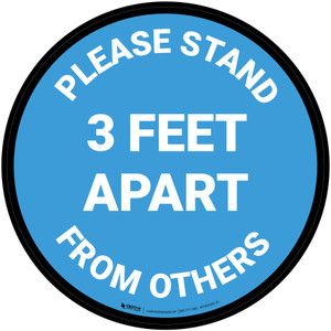 Please Stand 3 Feet Apart From Others Blue - Circular - Floor Sign