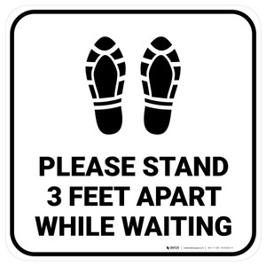 Please Stand 3 Feet Apart While Waiting Shoe Prints Square