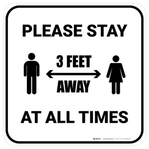 Please Stay 3 Feet Away At All Times With Icon Square