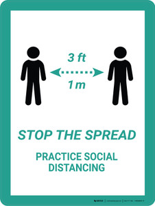 Stop The Spread Practice Social Distancings with 3ft Icon - Wall Sign
