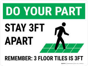 Do Your Part: Stay 3Ft Apart Floor Tiles Landscape - Wall Sign