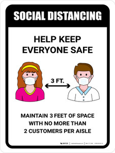Social Distancing Help Keep Everyone Safe with 3ft Icons Portrait - Wall Sign
