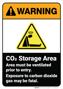 Warning: Co2 Storage Area Ventilated Prior To Entry ANSI - Wall Sign