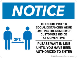 Notice: Social Distancing as a Public Facility with 3ft Icon Landscape - Wall Sign