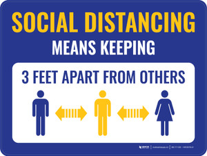 Social Distancing Means Keeping 3 Feet Apart From Others with Graphic Landscape - Wall Sign Social Distancing Means Keeping 3 Feet Apart From Others with Graphic Landscape - Wall Sign