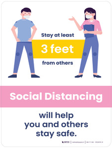 School Safety: Stay at Least 3 ft From Others - Social Distancing Will Help You and Otheres Portrait - Wall Sign School Safety: Stay at Least 3 ft From Others - Social Distancing Will Help You and Otheres Portrait - Wall Sign