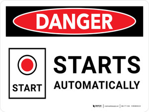Danger: Starts Automatically with Graphic Landscape - Wall Sign
