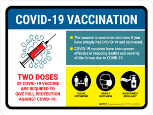 2 Doses Covid-19 Vaccinations Required To Give Full Protection Landscape - Wall Sign