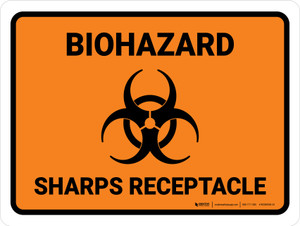 Biohazard - Sharps Receptable Landscape - Wall Sign
