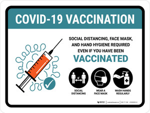 Covid-19 Vaccinations: Face Mask Required Even If You Have Been Vaccinated Landscape - Wall Sign