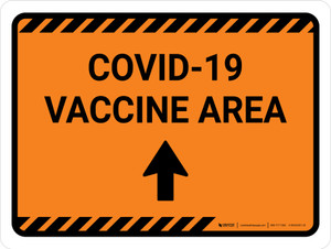 Covid-19 Vaccine Area Orange Up Arrow Landscape - Wall Sign