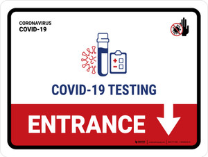 Covid-19 Testing Entrance With Icon Down Arrow Landscape - Wall Sign