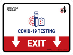Covid-19 Testing Exit With Icon Down Arrow Landscape - Wall Sign