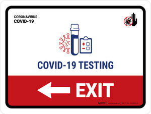 Covid-19 Testing Exit With Icon Left Arrow Landscape - Wall Sign