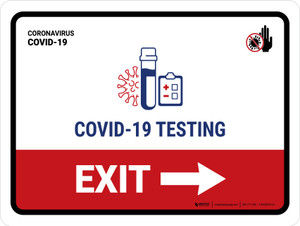 Covid-19 Testing Exit With Icon Right Arrow Landscape - Wall Sign