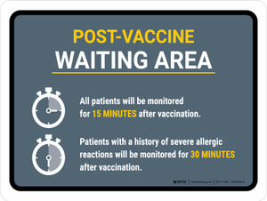 Post Vaccine Waiting Area Landscape - Wall Sign
