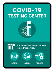 Covid-19 Testing Center Green Portrait - Wall Sign