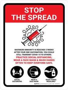 Stop The Spread: Covid-19 Vaccinations Max Immunity Portrait - Wall Sign
