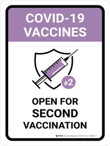 Covid-19 Vaccines Open For Second Vaccination Portrait - Wall Sign