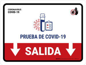 Covid-19 Testing Exit With Icon Down Arrow Spanish Landscape - Wall Sign