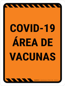 Covid-19 Vaccine Area Orange Spanish Portrait - Wall Sign