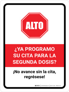 Stop: Have You Scheduled Your Second Vaccine Spanish Portrait - Wall Sign