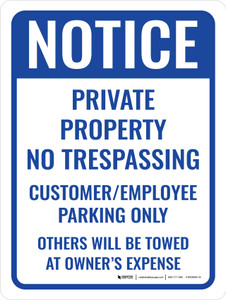 Customer Employee Parking Only Portrait - Wall Sign