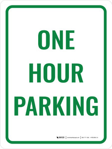 One Hour Parking Portrait - Wall Sign