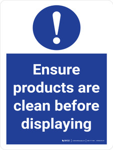 Ensure Products Are Clean Before Displayin Stock Management Portrait - Wall Sign